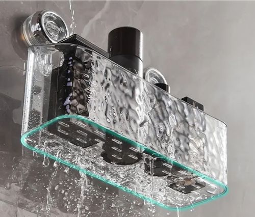 Decorative Kitchen Bathroom Plastic Wall Sink Washstand Suction Cup Storage Box Organizer For Cosmetic Vegetable