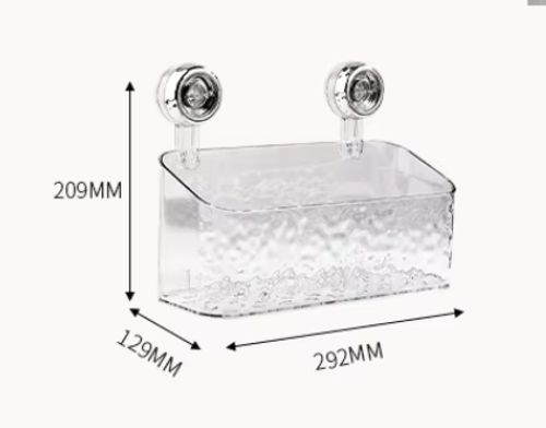 Decorative Kitchen Bathroom Plastic Wall Sink Washstand Suction Cup Storage Box Organizer For Cosmetic Vegetable