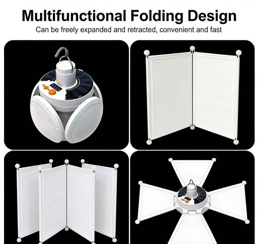 5-Side Glow Solar LED Light | Foldable Hook for Night Market & Camping