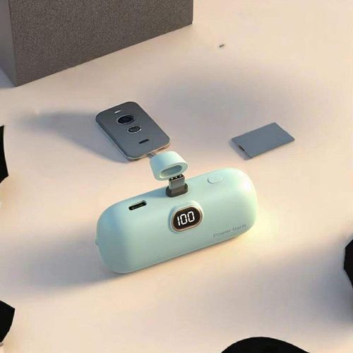 KC Mini Capsule Power Bank 22.5W Fast Charge - 5000mAh Built-in Cable Portable Charger