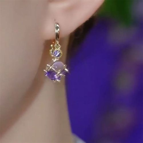 Elegant Purple Zircon Huggie Earrings - Timeless Sparkle for Every Look