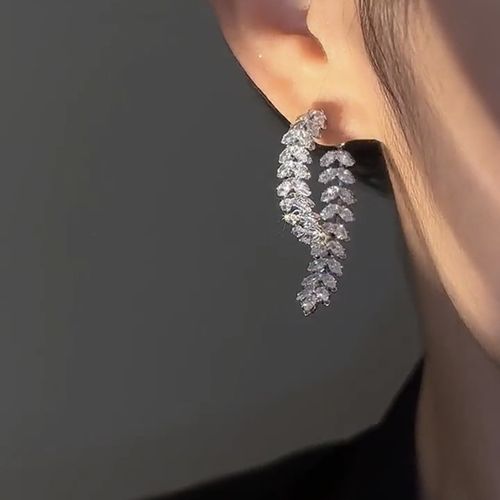 Elegant Wheat Ear Zircon Earrings - Timeless Luxury for Everyday Charm