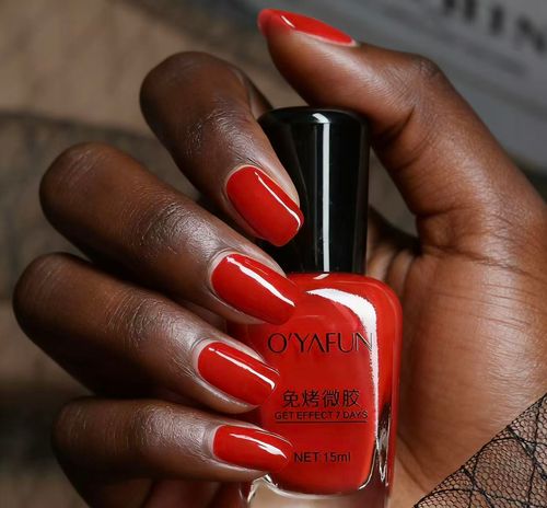 Vivid Red Gel-Like Nail Polish - No Lamp Needed, Quick-Dry & Long-Lasting!