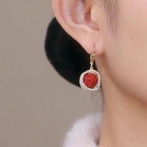 Elegant Red Crystal Ball Earrings - Minimalist Charm for New Year
