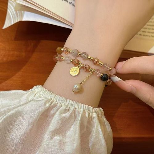 Vintage Layered Smoky Quartz & Pearl Bracelet | Elegant Minimalist Charm ✨