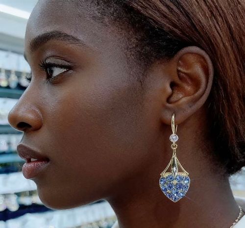 Sparkle Bright with Blue Crystal Heart Earrings | Elegant Statement Jewelry