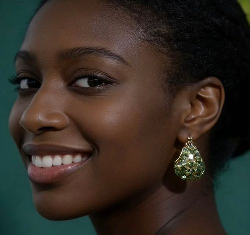 Elegant Green Zircon Drop Huggie Earrings | Slim Face Magic ✨