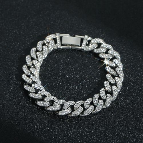 Double-Row Diamond-Encrusted Cuban Bracelet | Hip-Hop Style Light Luxury Couple Jewelry