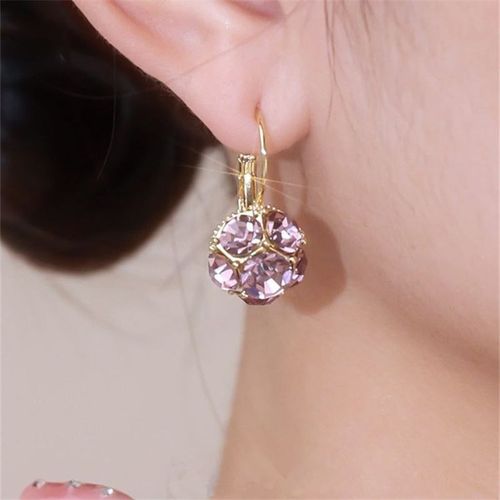 Elegant Purple Crystal Sphere Earrings - Timeless Luxury for Every Look