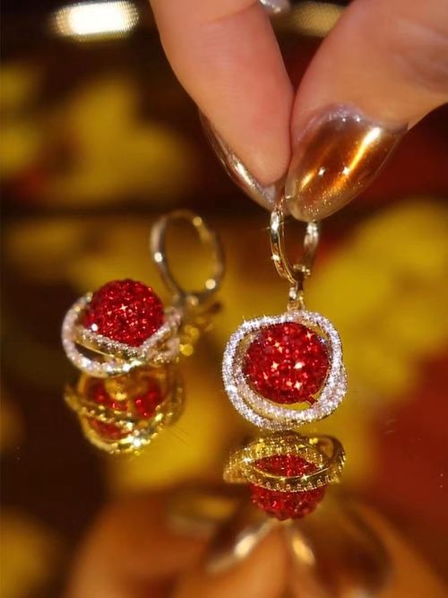 Elegant Red Crystal Ball Earrings - Minimalist Charm for New Year