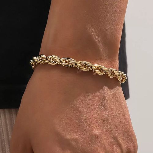 Trendy Gold-Plated Hip Hop Bracelet for Men | Thick Twisted Alloy Chain