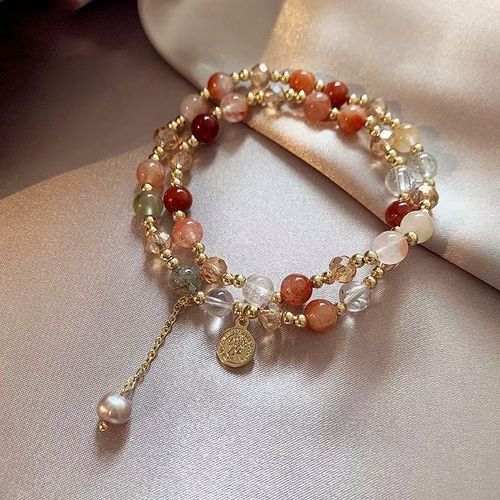 Vintage Layered Smoky Quartz & Pearl Bracelet | Elegant Minimalist Charm ✨