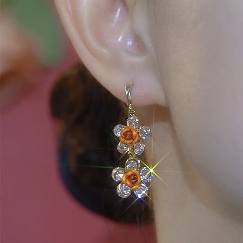 Dainty Crystal Rose Earrings | Whimsical Luxury for Everyday Charm ✨