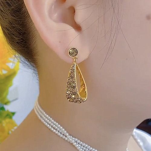 2025 Trendy Hollow Water Drop Earrings - Elegant Crystal Accents for He