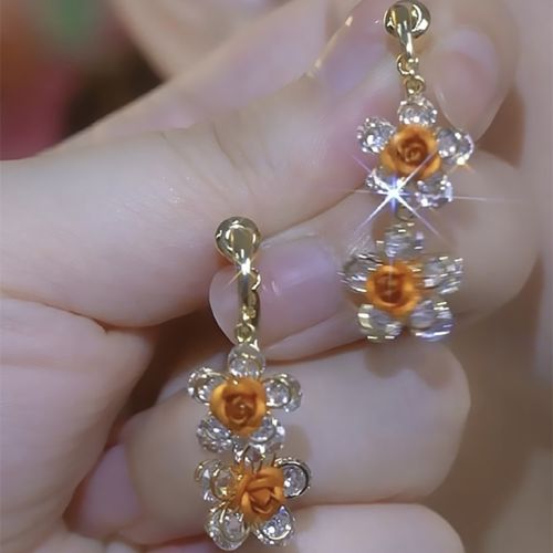 Dainty Crystal Rose Earrings | Whimsical Luxury for Everyday Charm ✨