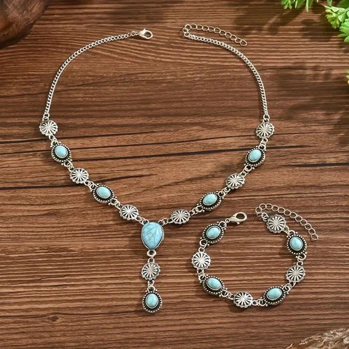Vintage Bohemian Turquoise-Inspired Jewelry Set – Your Free-Spirited Style Essential