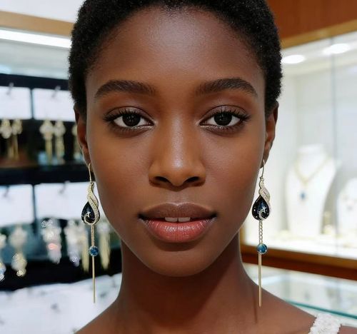 Vintage Peacock Tassel Earrings with Blue Crystals – Effortless Elegance