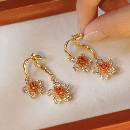 Dainty Crystal Rose Earrings | Whimsical Luxury for Everyday Charm ✨