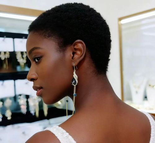 Vintage Peacock Tassel Earrings with Blue Crystals – Effortless Elegance