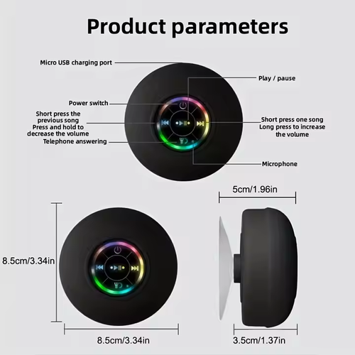 Waterproof Wireless Speaker With Suction Cup USB Rechargeable Bluetooth Speakers