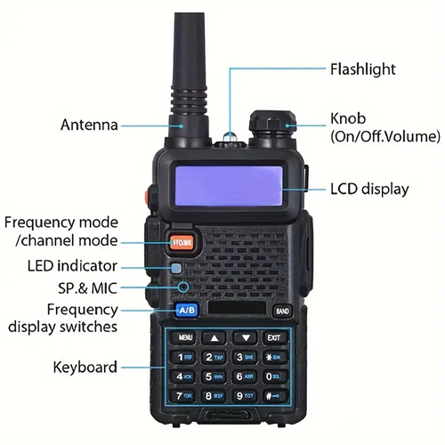UV-5R 8W Dual Band Rechargeable Walkie Talkie Portable Two-Way Radios