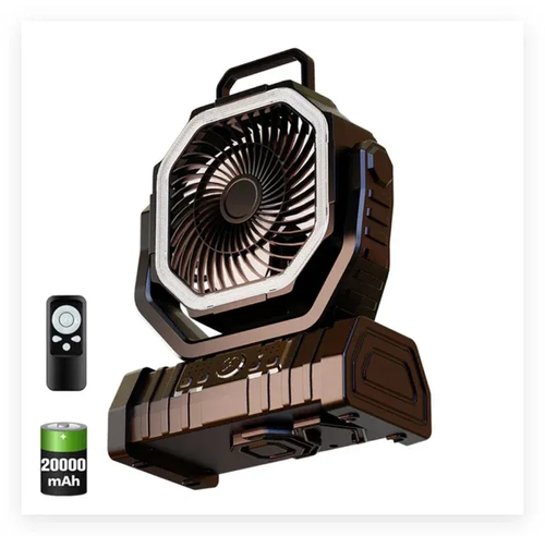 🤩Portable Camping Fan with LED Light ✅10000mAh Rechargeable Battery Operated Table Fan ✅Auto-Oscillating Tent Fan with Remote & Hook
