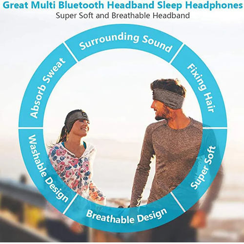 Bluetooth Sleeping Earphones Sports Headband Thin Soft Elastic Comfortable Wireless Music Earphones Eye Mask for Side Sleeper