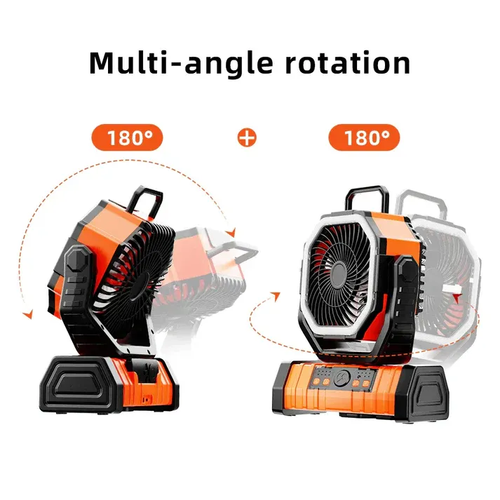 🤩Portable Camping Fan with LED Light ✅10000mAh Rechargeable Battery Operated Table Fan ✅Auto-Oscillating Tent Fan with Remote & Hook