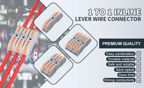 ⚡Two-wire connector with locking latch, free connection, no need to strip wires, IP67 waterproof for continuous use.🔧