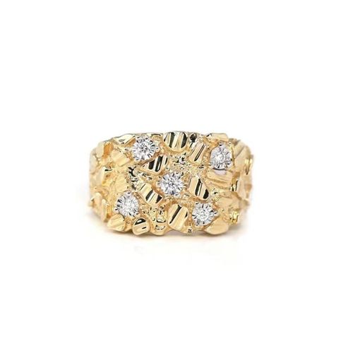 Gold Plated Nugget Ring with Stones