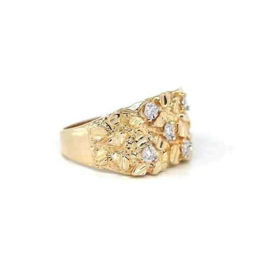 Gold Plated Nugget Ring with Stones