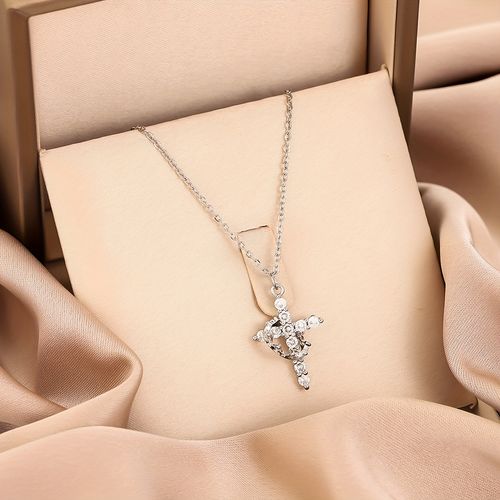 Rotating Crown Full Diamond Cross Necklace