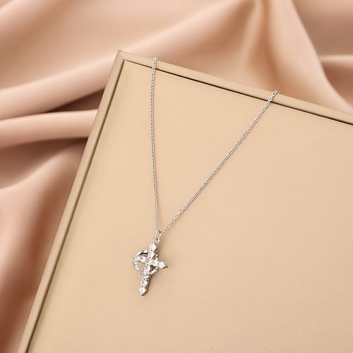 Rotating Crown Full Diamond Cross Necklace