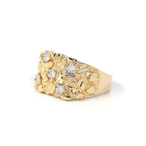 Gold Plated Nugget Ring with Stones