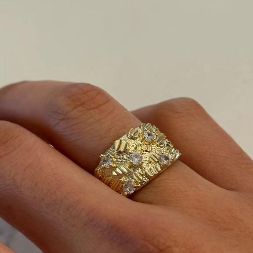 Gold Plated Nugget Ring with Stones