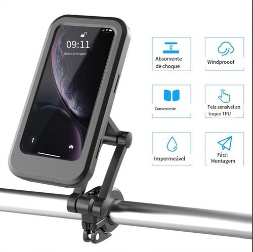 Suporte de navegação de ciclismo suporte de navegação de bicicleta de motocicleta suporte de tela táctil de ciclismo suporte recarregável à prova d'água de ciclismo suporte rotativo 360°