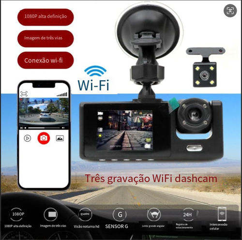 Tacógrafo 2 polegadas três gravação WIFI monitoramento do carro visão noturna hd S1 CarDvrCam do carro