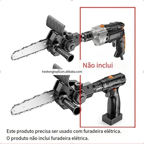 Furadeira elétrica de 4 polegadas modificada para acessório de motosserra elétrica Conversor de motosserras elétricas Acessório Corte de madeira