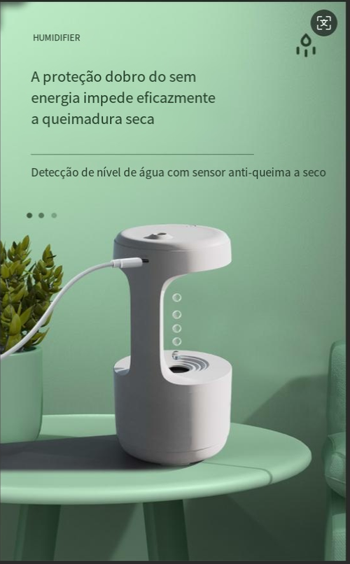 Anti-gravidade multi-função umidificador de gota de água silencioso