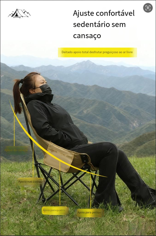 Cadeira de lua de encosto alto ao ar livre portátil pode sentar-se e deitar cadeira ao ar livre viagem camping cadeira dobrável portátil cadeira de praia espreguiçadeira