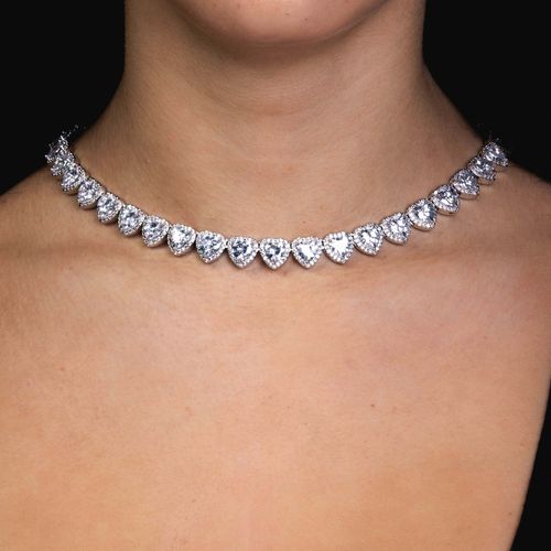 Fashionable Luxury Full-Diamond Heart-Shaped Necklace Crystal-Inlaid Style & Unisex Couple's Jewelry