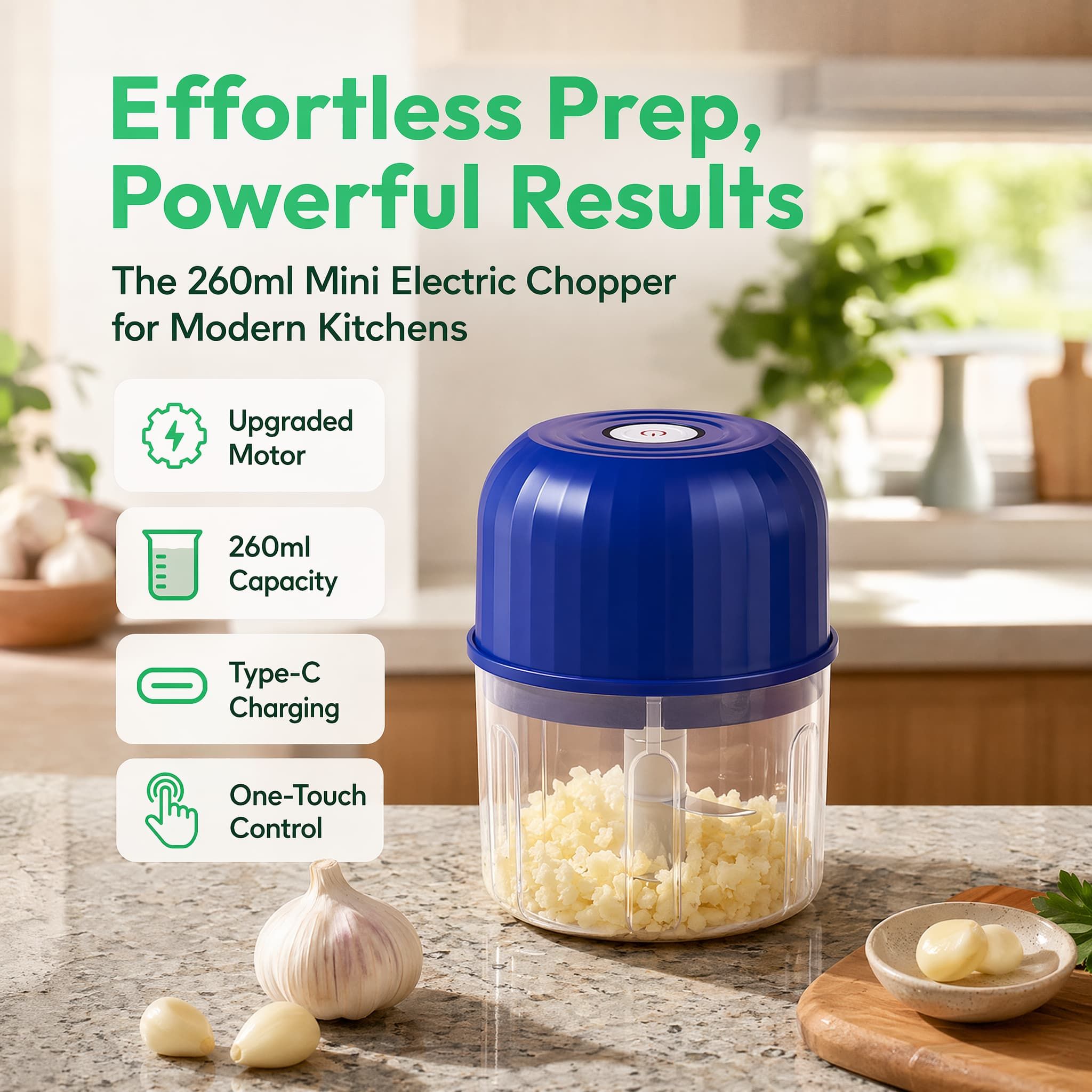 Mini Electric Food Chopper – Chop Garlic, Onion & Veggies in Seconds