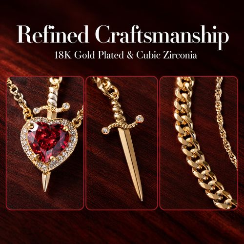 Heart & Sword Couple Necklace – A Symbol of True Love & Loyalty