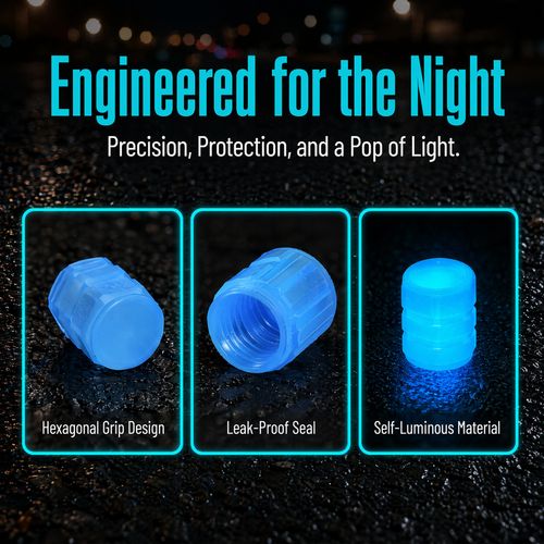 Luminous Valve Caps Fluorescent Green & Blue Night Glow Car, Motorcycle, Bicycle Wheel Styling Tyre Hub Luminous Cap Decor
