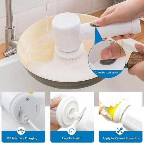 Kitchen Dishwashing Brush Sink Cleaner Bathroom Bathtub Clean Brush Spin Scrubber Wireless Electric Cleaning Brush
