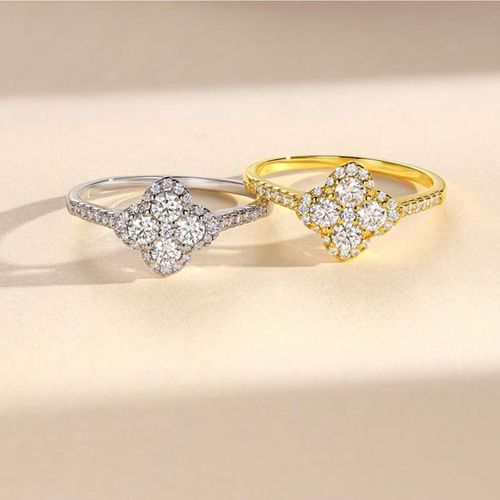 Gold-plated High Craftsmanship Copper Zircon Women's Lucky Ring Bursts with Excitement, Wedding Engagement Anniversary Gift