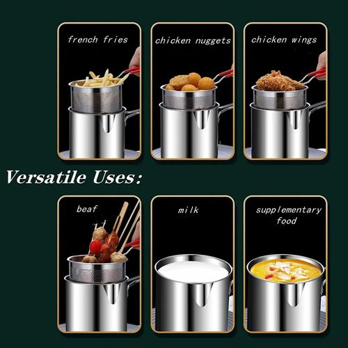 New 304 Stainless Steel Deep Fryer 5-Piece Fryer Set | Durable & Non-Toxic