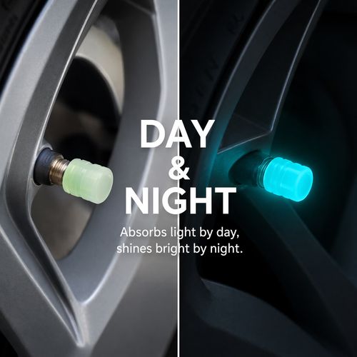Luminous Valve Caps Fluorescent Green & Blue Night Glow Car, Motorcycle, Bicycle Wheel Styling Tyre Hub Luminous Cap Decor