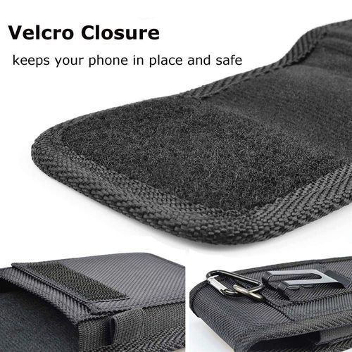 Men's Double-Layer Waist Bag Oxford Nylon Fabric with Light Water Resistance Leather Phone Pouch