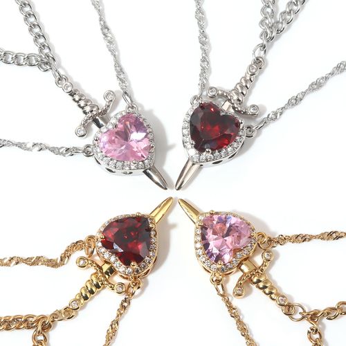 Love and Sword Pendant Necklace Set Stylish Two-Piece Necklace Jewelry Unisex & Couple's Must-Have